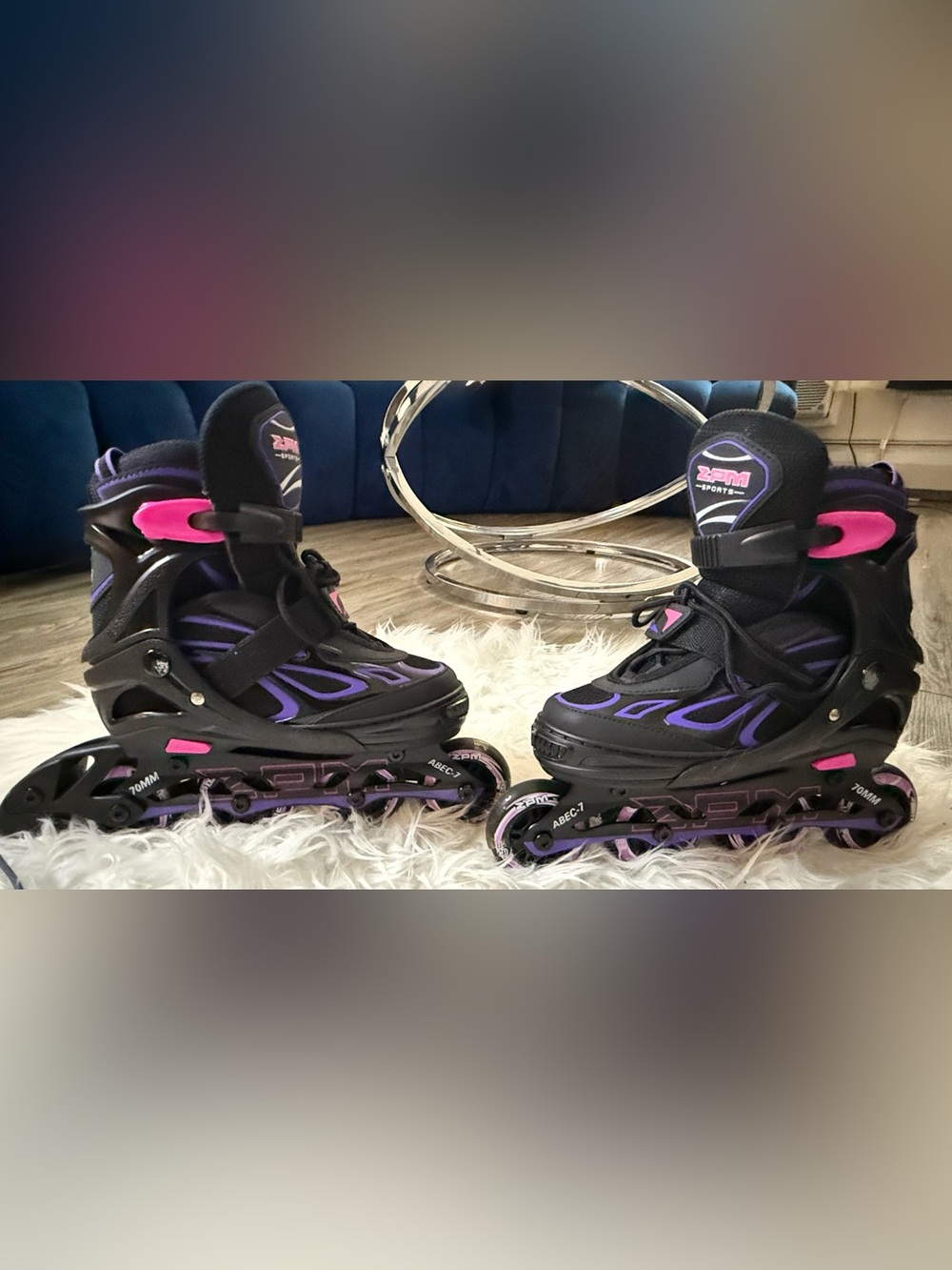 Youth Adjustable Inline Skates - Black, Purple & Pink